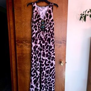 NY Collection Animal Print Maxi Dress Size Medium